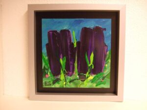 Schilderij Ad van Hassel "Paarse Tulpen"